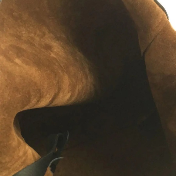 LIGHT CAMEL LEATHER GROMMET DETAIL HOBO BAG IN TWO TONE - Picture 4 of 4